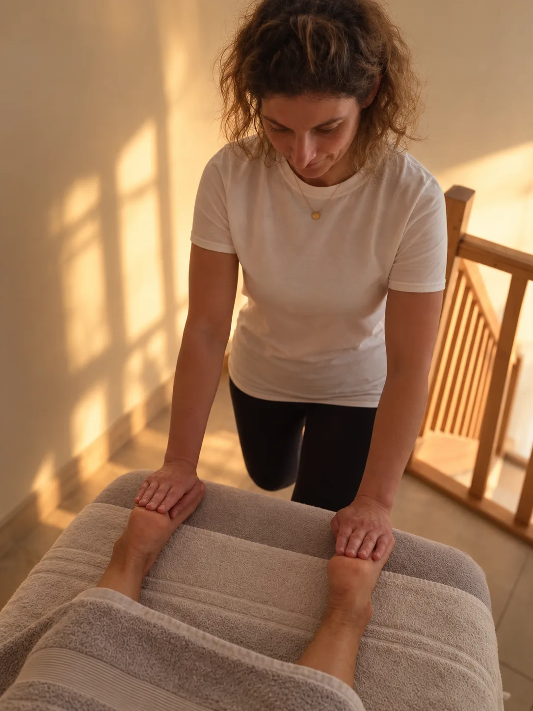 Massage L’Éveil des sens réalisé avec douceur sur les pieds au cabinet de Bassens